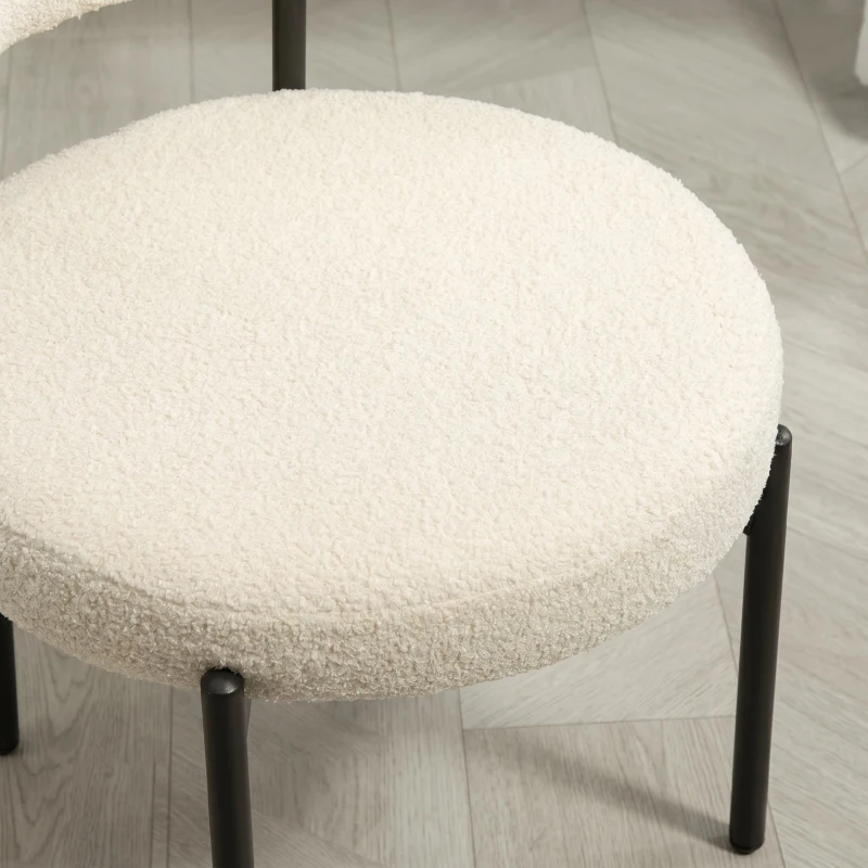 HOMCOM Set 2 Scaune de Dining Moderne din Tesătură Sherpa, Bej