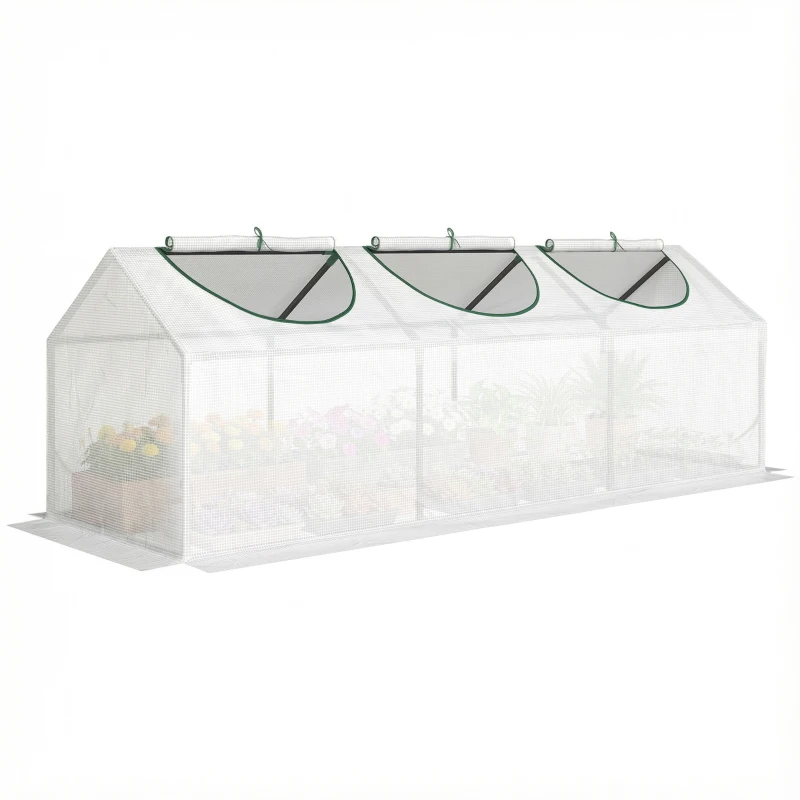 Outsunny Serre de jardin mini serre 3 fenêtres enroulables couverture en PE haute densité 140 g/m² 180 x 60 x 60 cm blanc
