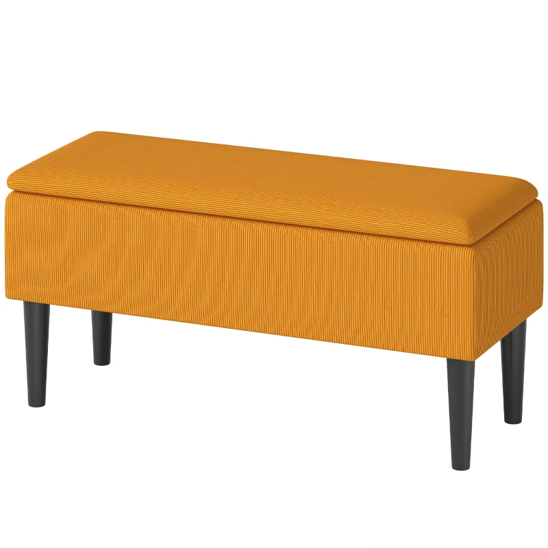 HOMCOM Panca Fondoletto in Poliestere e Legno per Camera da Letto e Ingresso, 95x38x45 cm, Arancione