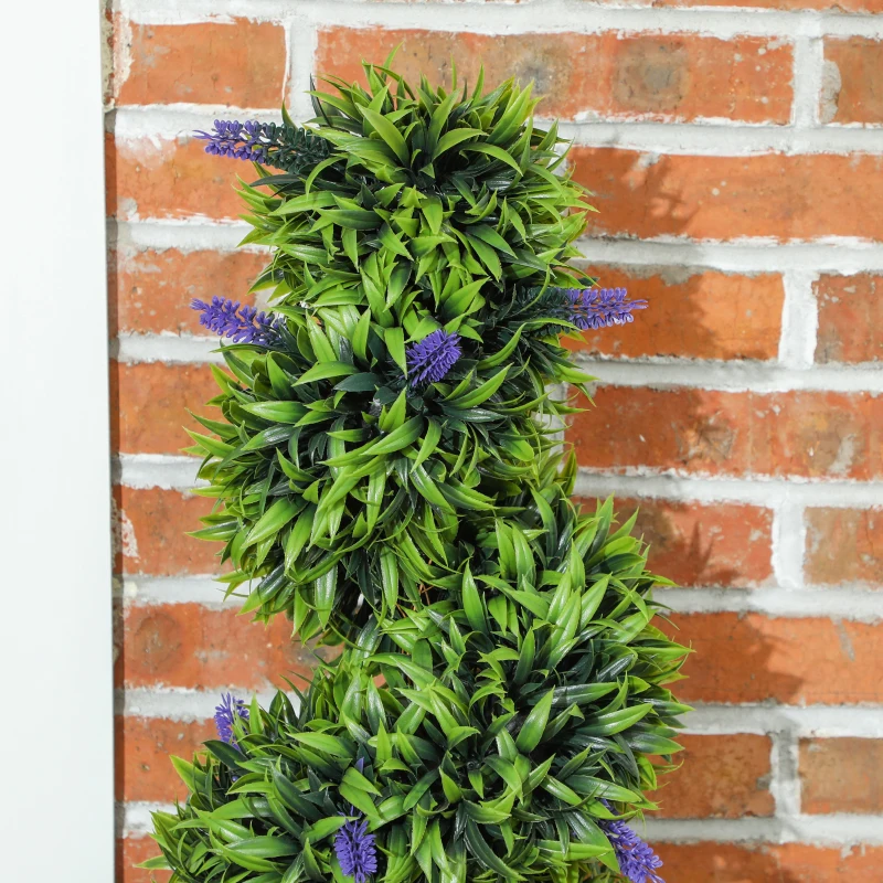 HOMCOM Set de Două Arbori Artificiali de Lavandă 90cm