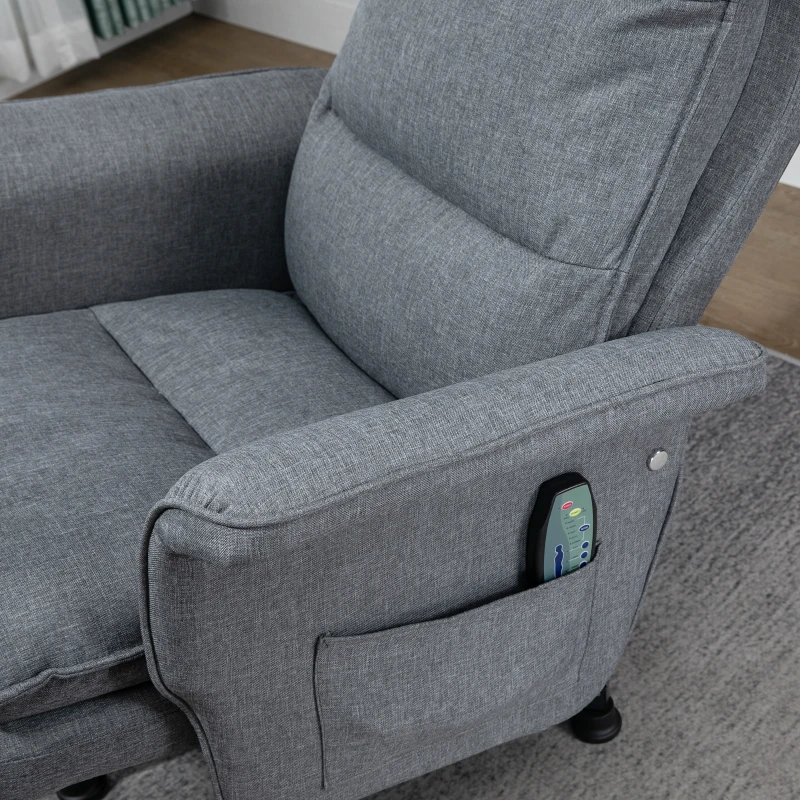 HOMCOM Sillón de Masaje Relax Eléctrico con Reposapiés con Mando a Distancia y 8 Zonas de Masaje 78x93x99 cm Gris