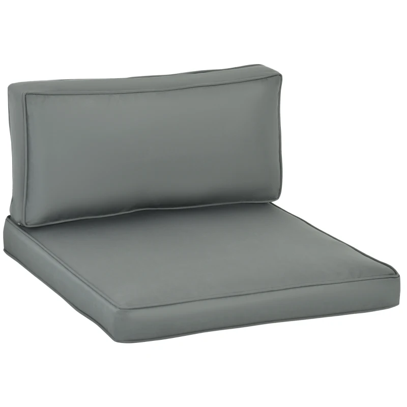 Outsunny Replacement Cushions for Rattan Furniture - 14 Piece Outdoor Seat Cushion Pad Set for Patio Conversation Set, Includes 7 Seat Cushions and 7 Back Cushions, Grey
