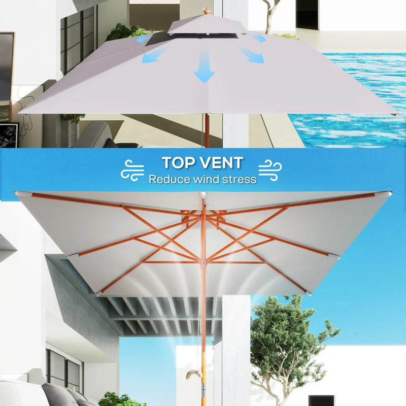 Outsunny 3 m Square Garden Parasol - Grey