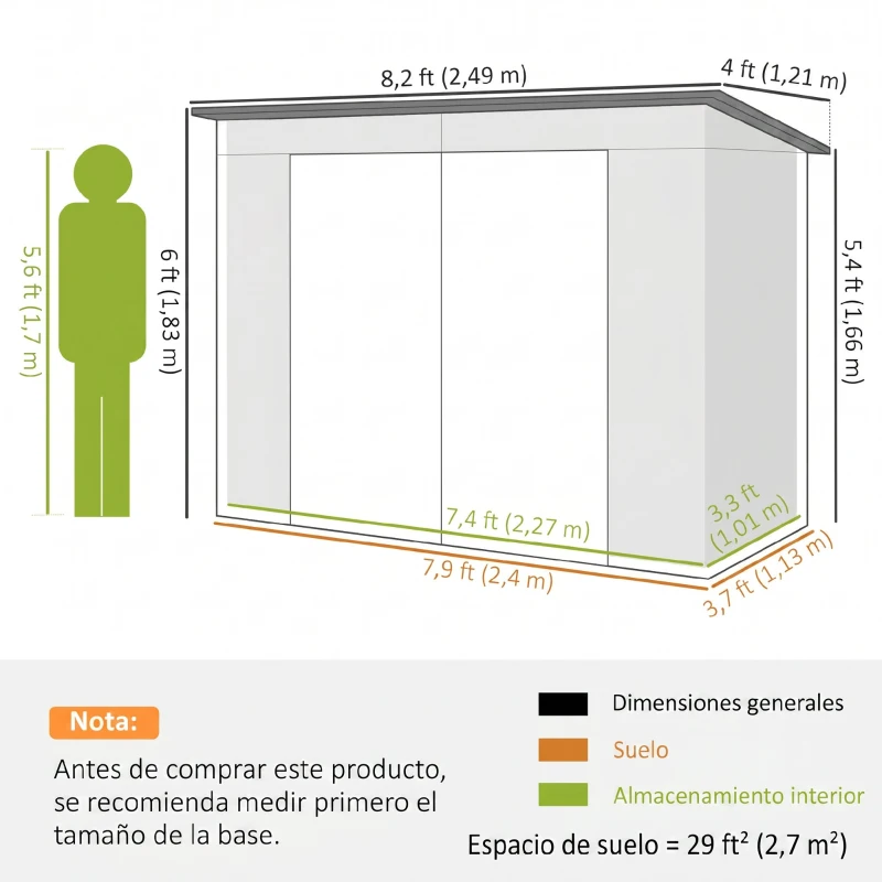 Outsunny Cobertizo de Jardín de Metal 3 m² Fácil de Montar con Estructura de Acero Galvanizado Mejorada Roble