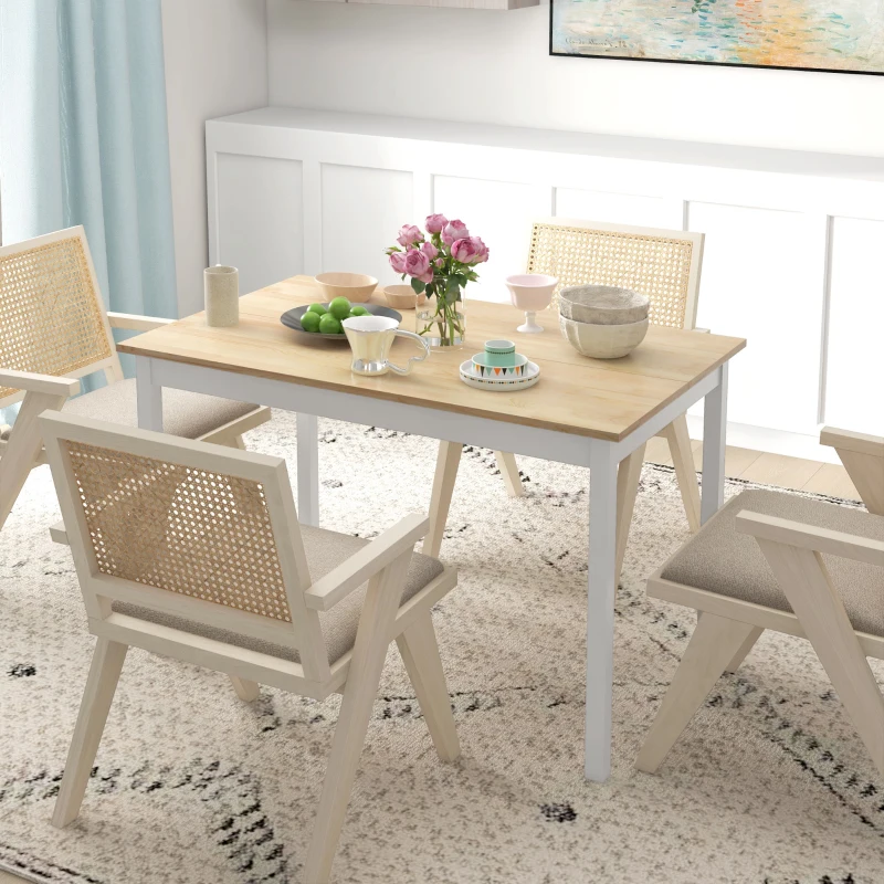 HOMCOM Tavolo da Pranzo 4 Posti con Piedini Antiscivolo, in Legno di Pino, 120x75x75 cm