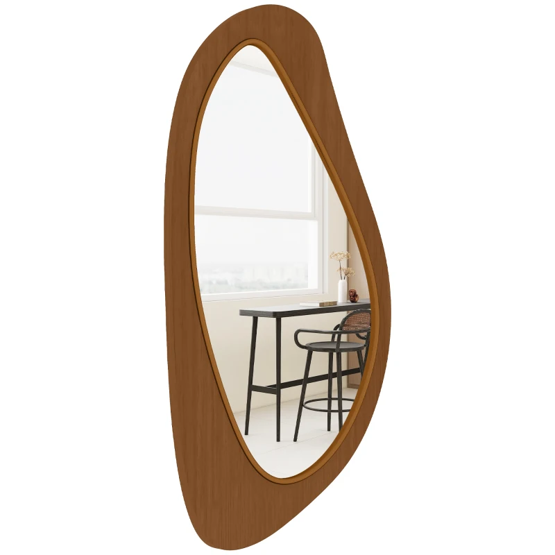 HOMCOM Wandspiegel Fenster Spiegel mit Kieferfurnierrahmen für Schlafzimmer Wohnzimmmer, 91,5 x 45 x 3 cm, Naturholz