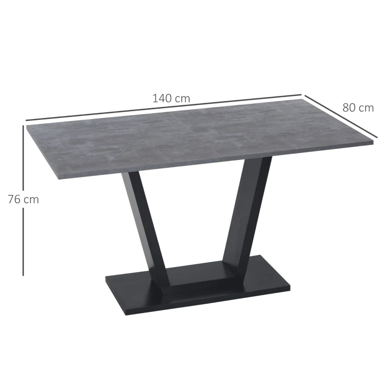 HOMCOM Tavolo da Pranzo per 4-6 persone con Piano Effetto Marmo, 140x80x76cm, Nero