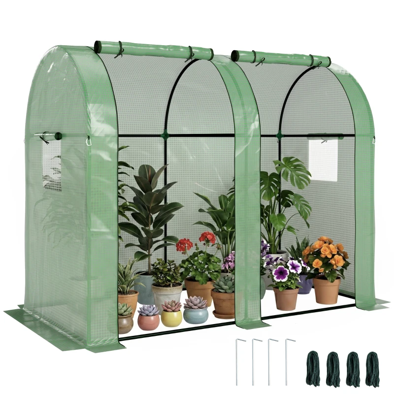 Outsunny Tomato Greenhouse, Garden Growhouse with 2 Roll-up Doors and 4 Mesh Windows, Portable Indoor Outdoor Green House, 185 x 94 x 150cm, Green