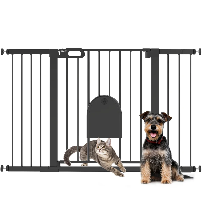 PawHut Türschutzgitter Treppenschutzgitter Hunde Absperrgitter Schutzgitter für Haustier Stahl