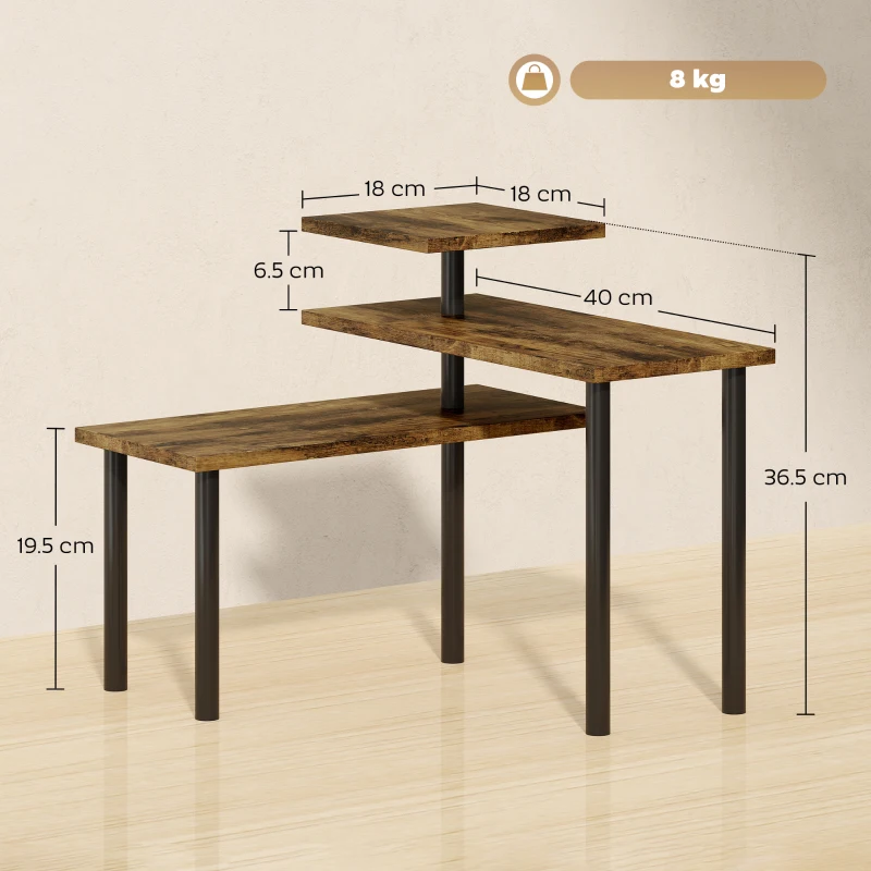 HOMCOM Raft de Bucătărie cu 3 Nivele Rotative Economisitor de Spațiu din Lemn și Oțel, 40x10x36.5 cm, Maro Rustic