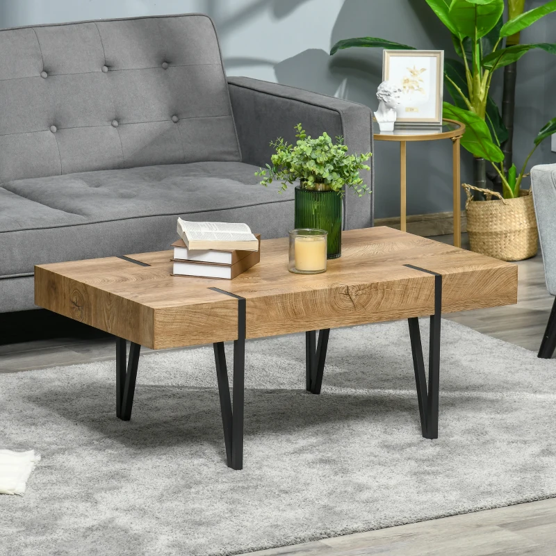 HOMCOM Couchtisch im Industriedesign 105 cm x 60 cm x 42 cm Schwarz + Braun