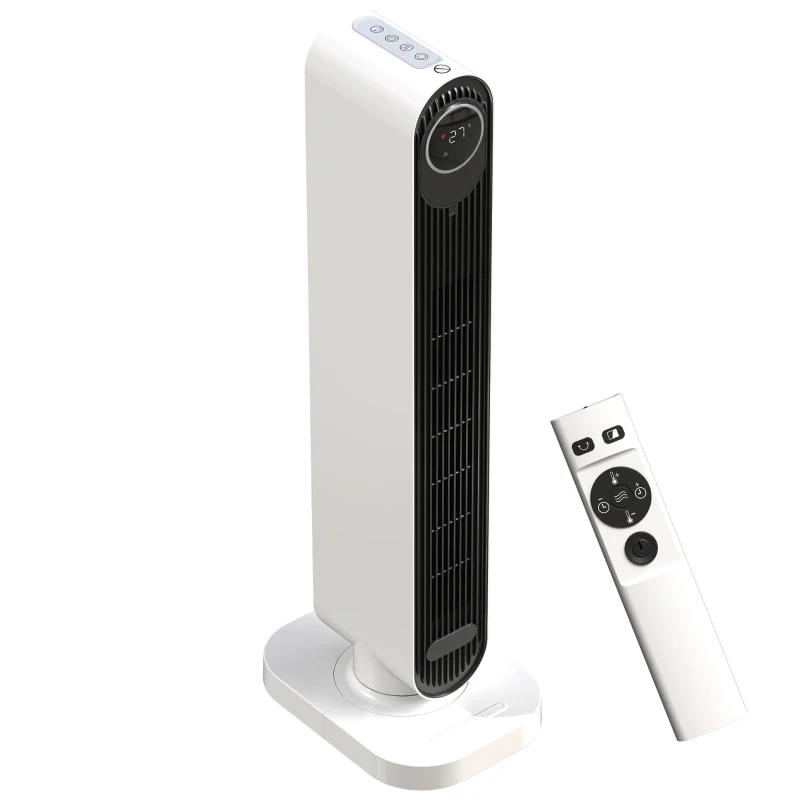 HOMCOM Aerotermă din ABS de 2000W cu telecomandă, oscilație și timer, 30x22x82.5 cm, alb