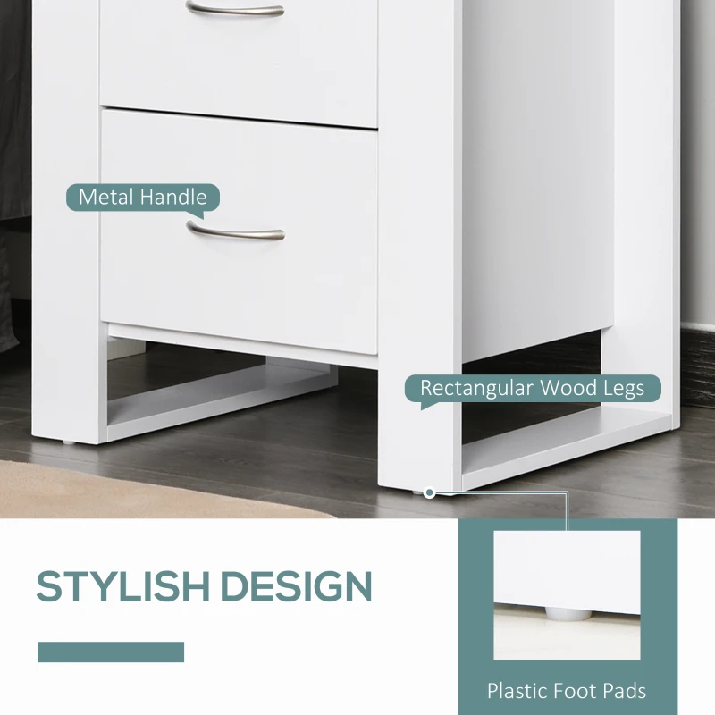 HOMCOM Bedroom Furniture Set, Drawer Chest and Nightstand, Modern White