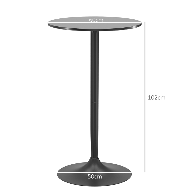 HOMCOM Tavolo Bar e Tavolo da Cucina Alto Rotondo, Ø60x102 cm, Nero