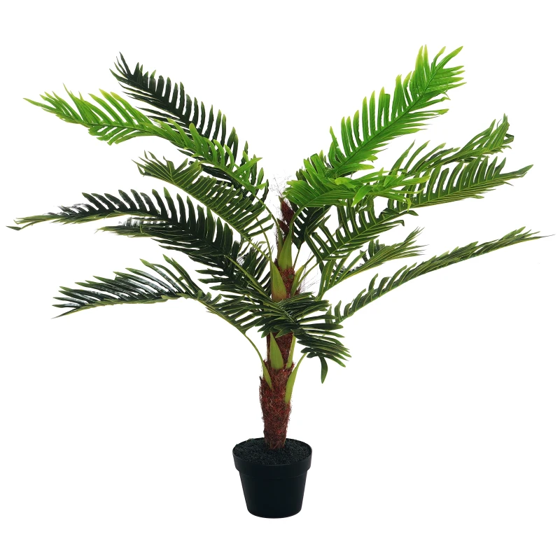 Outsunny Plantă Artificială Palmier Cycas, Înălțime 123 cm, pentru Interior și Exterior, cu Ghiveci Inclus