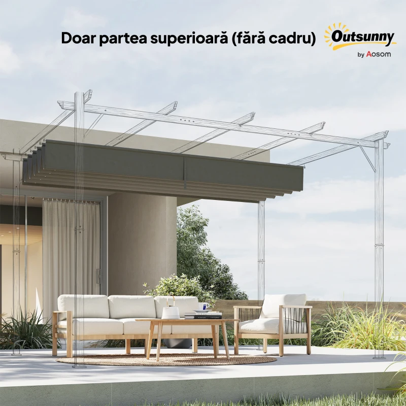 Outsunny Tettuccio di Ricambio per Gazebo 3x3 m con 10 Fori di Drenaggio Grigio