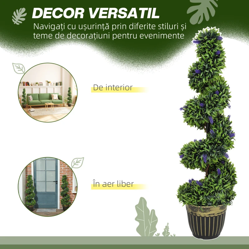 HOMCOM Set de Două Arbori Artificiali de Lavandă 90cm