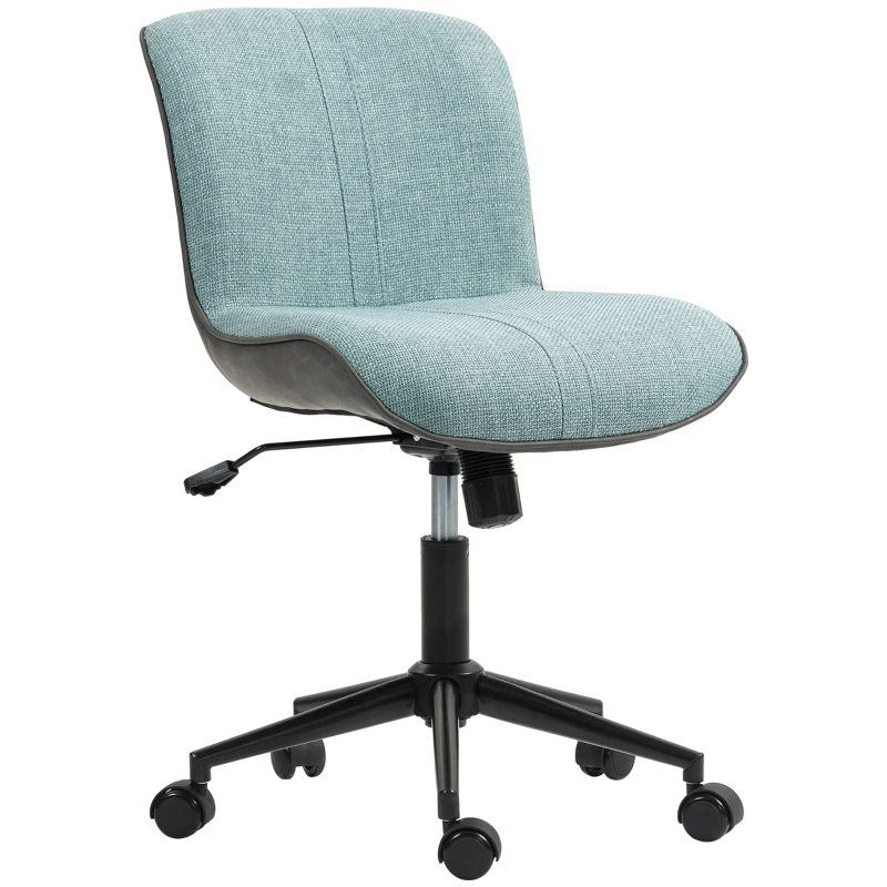 HOMCOM Chaise de bureau pivotante sans accoudoirs, hauteur et inclinaison réglables, capacité 120 kg, vert