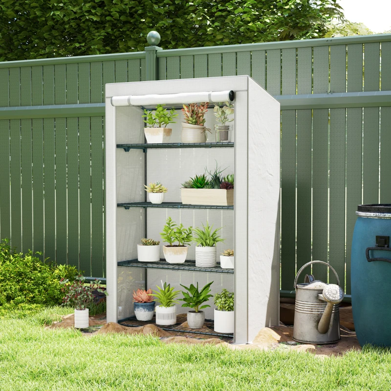 Outsunny Four-Tier Mini Greenhouse - Grey/White