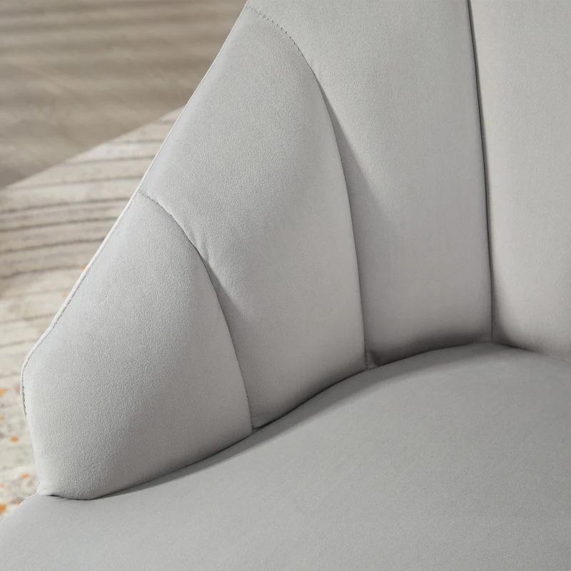 HOMCOM Poltrona in Velluto da Camera e Salotto a Conchiglia Stile Art Deco, Acciaio, 63x65x84 cm, Grigio
