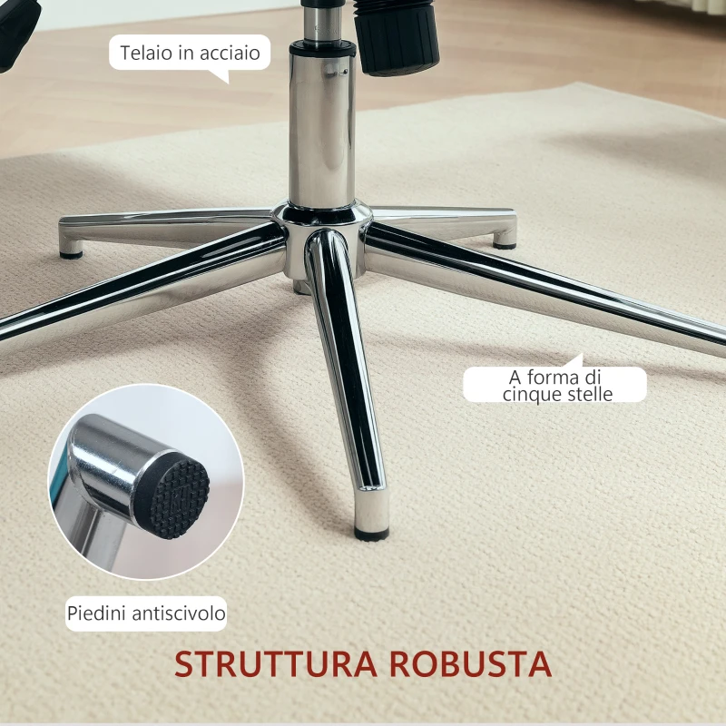 HOMCOM Poltroncina da Salotto Girevole con Braccioli in Velluto, con Dondolo e Altezza Regolabile, Grigio Scuro