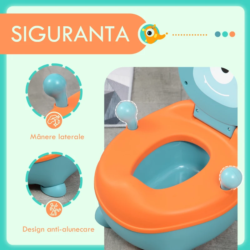 ZONEKIZ Oliță pentru copii de la 6 luni, în formă de extraterestru, cu șezut ergonomic, spătar și recipient detașabil, albastră