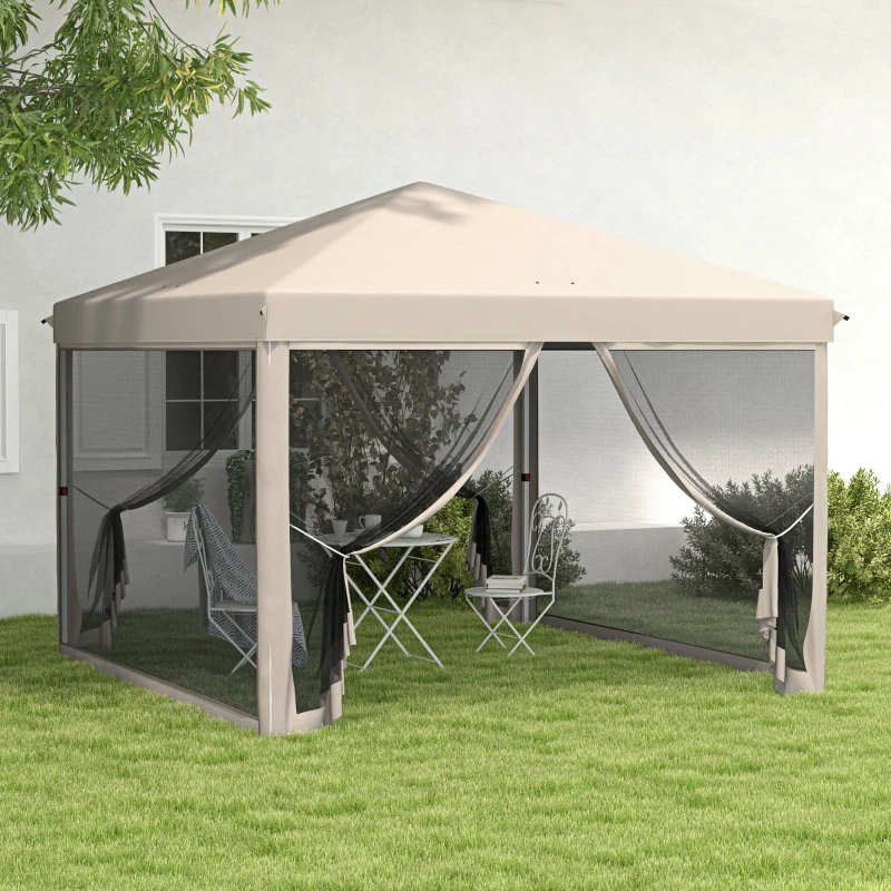 Outsunny Tonnelle Barnum Pliant Pop-up imperméabilisé Style Colonial 3L x 3l x 2,65H m 4 moustiquaires + Sac de Transport