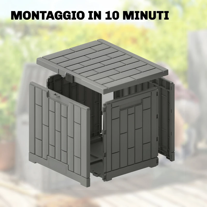 Outsunny Baule da Giardino 114L in Resina Impermeabile e Anti UV con Chiusura a Chiave, 56x44x54 cm, Grigio