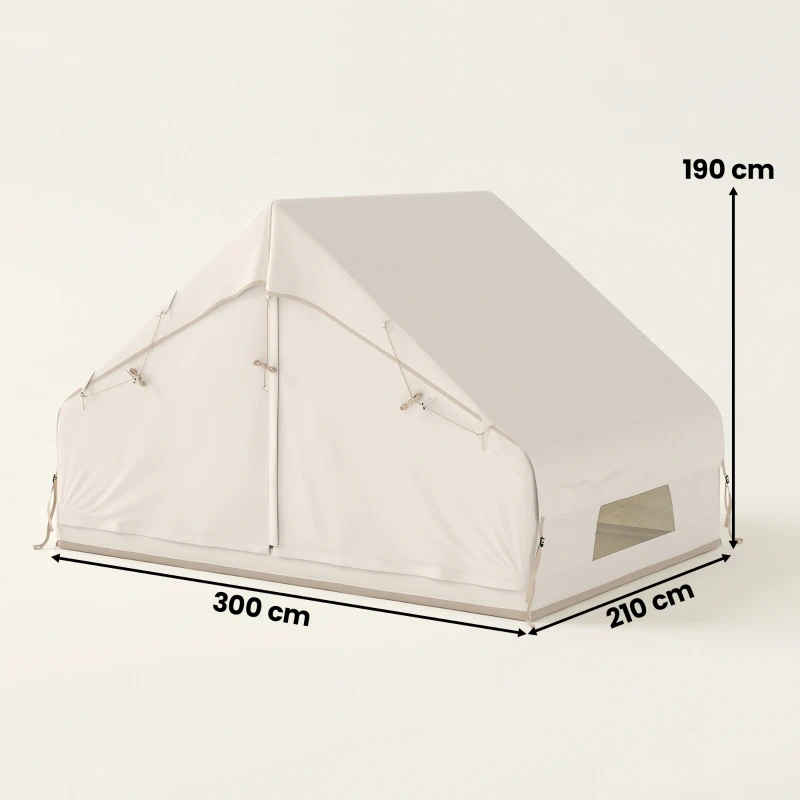 Outsunny Inflatable Tent Waterproof for Camping Blow Up Tent with Pump Carry Bag for 2-4 Person, Beige