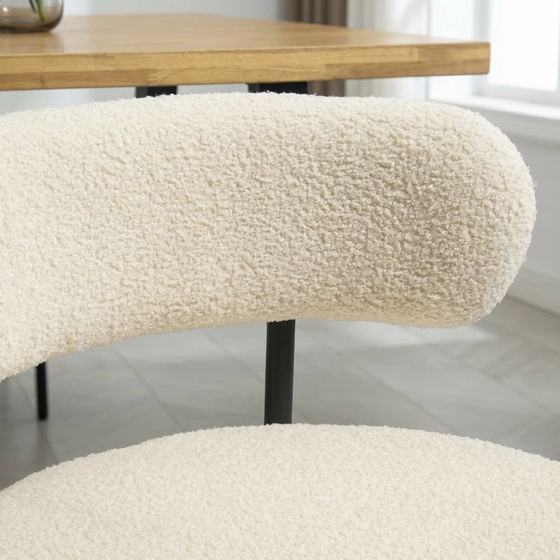 HOMCOM Set 2 Scaune de Dining Moderne din Tesătură Sherpa, Bej