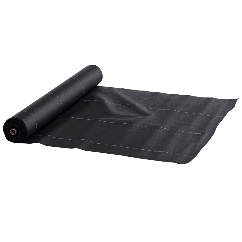 Outsunny Folie pentru Mulcire 100x2 m, Respirabilă și Anti-UV, din Polipropilenă Neagră