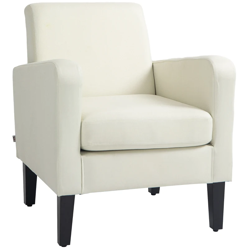 HOMCOM Fotoliu Modern pentru Cameră din Material Textil cu Brațe, 66x72x74 cm, Crem