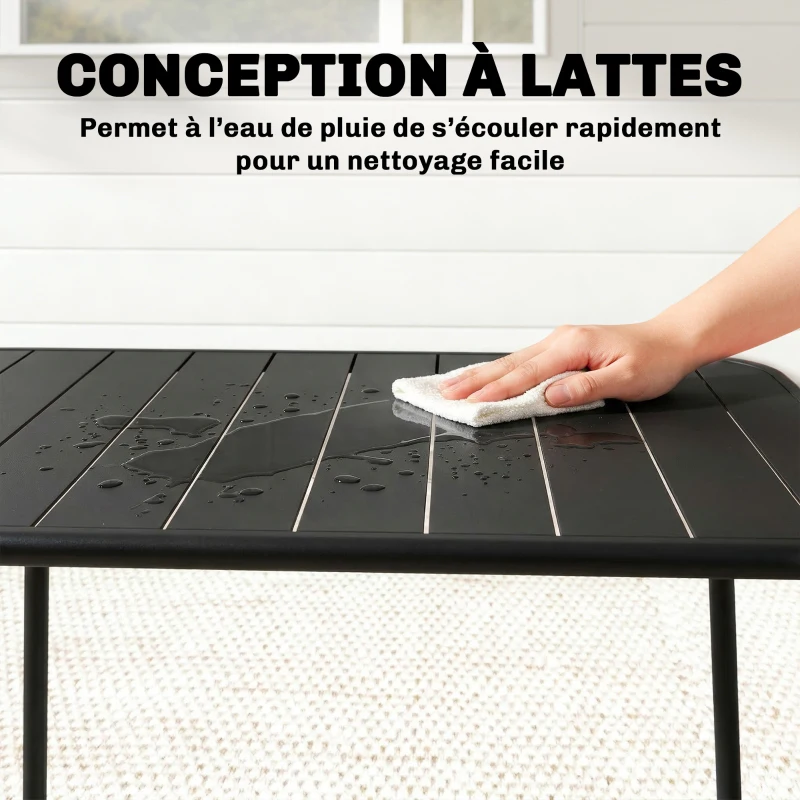 Outsunny Table de Salle à Manger Extérieure 120 x 70 cm pour 4 Personnes, Table de Jardin Rectangulaire avec Plateau à Lattes et Bords Arrondis, Gris