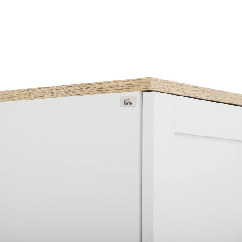 HOMCOM Freestanding Kitchen Cupboard, 4-Door Storage Cabinet Organiser with Adjustable Shelves White Wood Effect