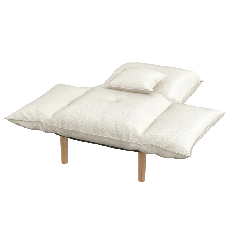 HOMCOM 2-in-1 Verstellbarer Loungesessel, Bodensessel mit Kissen, Polstersessel, für Wohnzimmer, Schlafzimmer, Cremeweiß