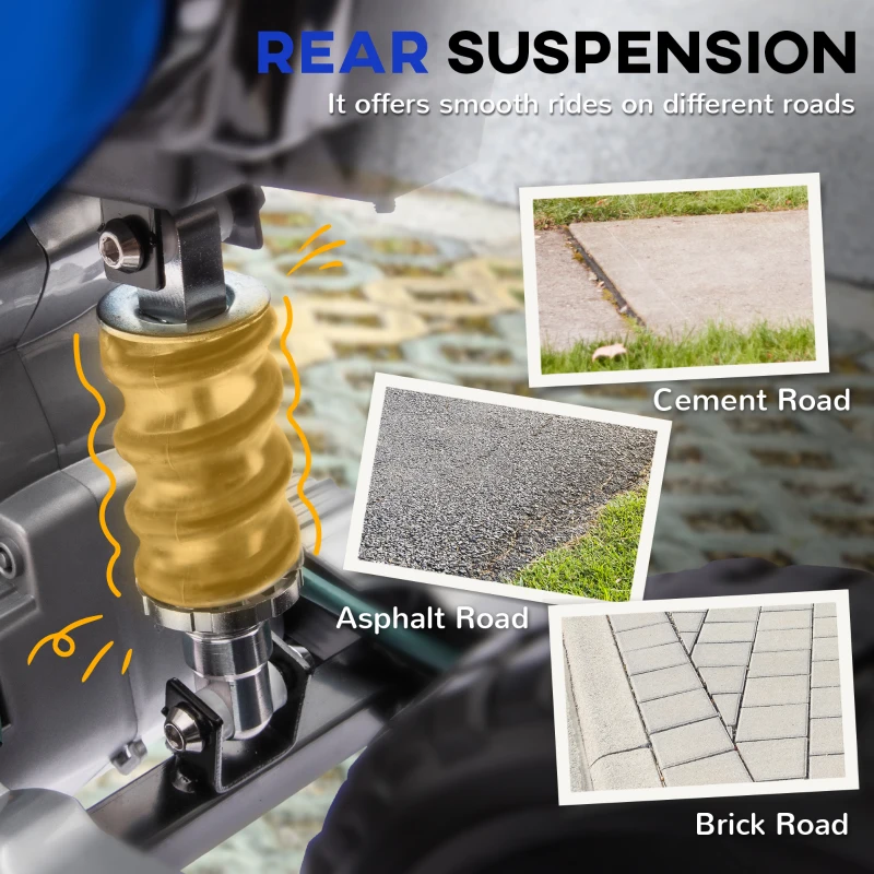 AIYAPLAY Motocicletă electrică pentru copii cu roți ajutătoare detașabile, suspensii, sunete și indicator de încărcare, albastră