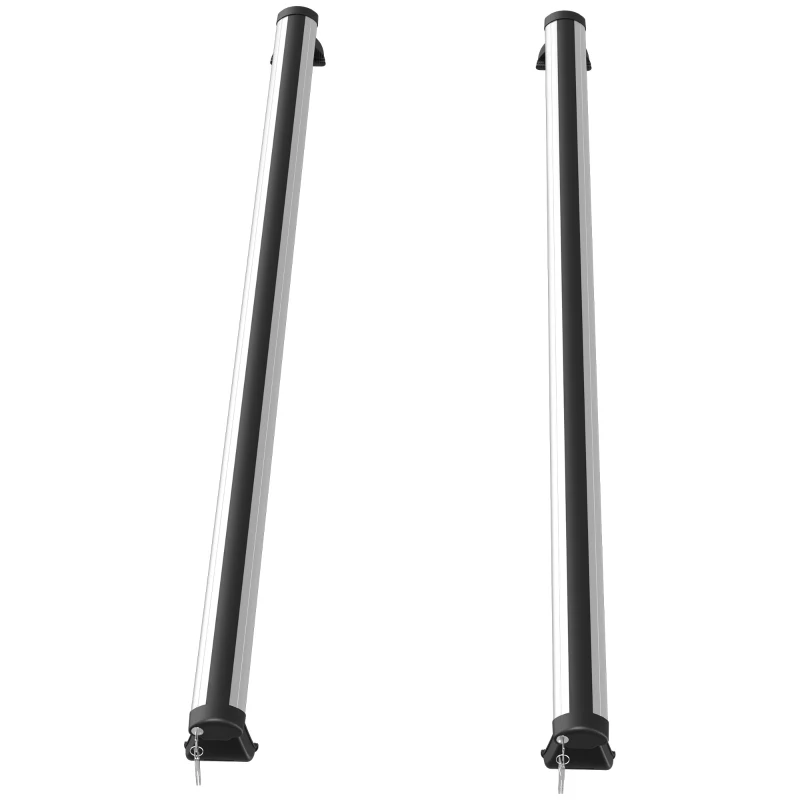 HOMCOM Bare transversale auto 135 cm, portbagaj blocabil cu 2 chei, compatibile cu șine laterale de 120 cm, argintie