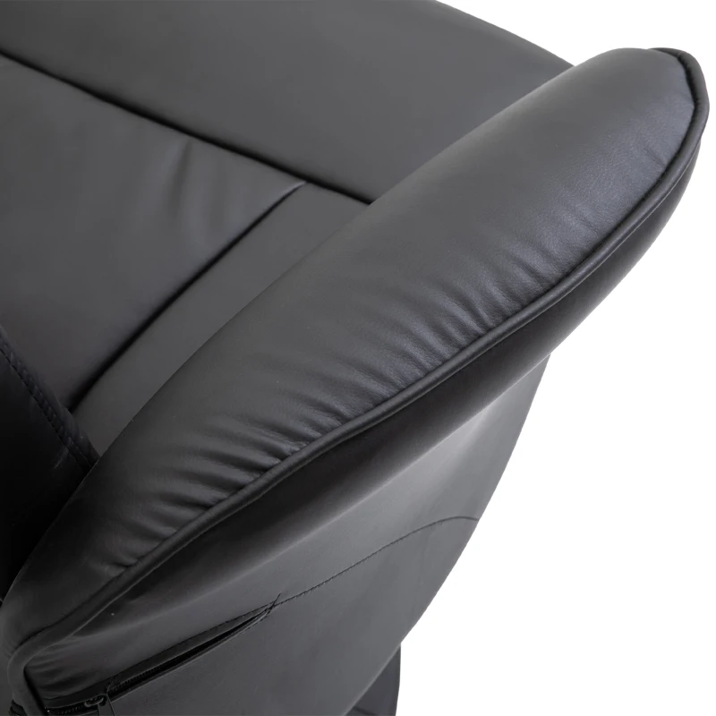 HOMCOM Fotoliu Relax Rotativ 360° din Metal și Piele Sintetică, cu Suport pentru Picioare, Spătar Reglabil, Negru