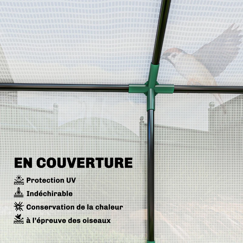 Outsunny Serre de jardin mini serre 3 fenêtres enroulables couverture en PE haute densité 140 g/m² 180 x 60 x 60 cm blanc