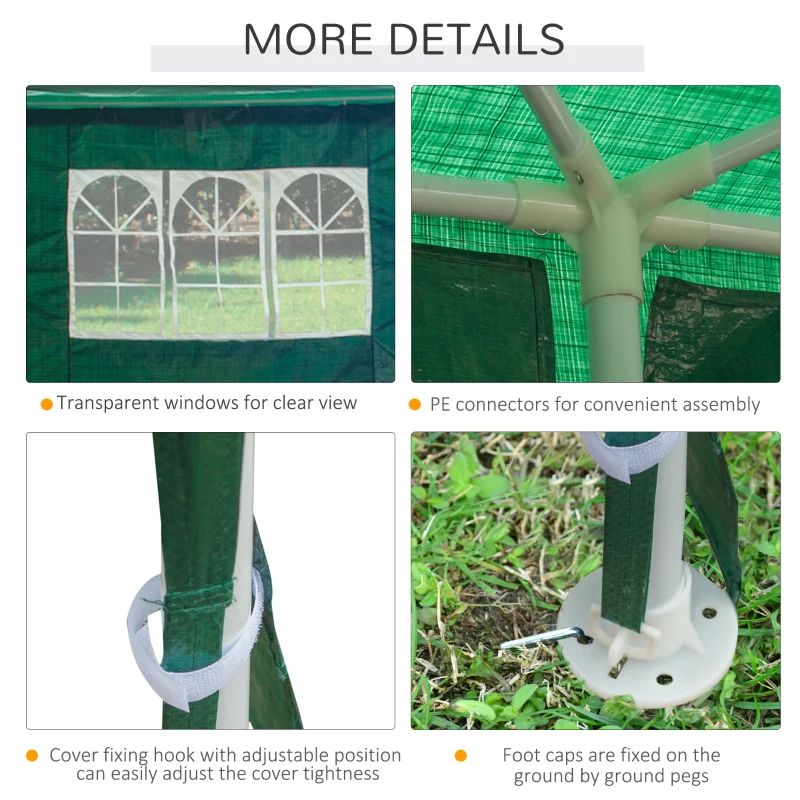 Outsunny 9 x 3 m Party Tent Gazebo Marquee Outdoor Patio Canopy Shelter with Windows and Side Panels Dark Green
