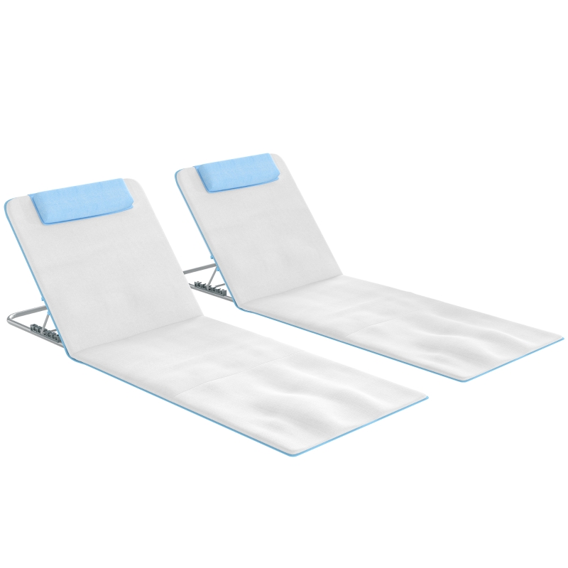Outsunny Strandliege Sonnenliege Gartenliege, klappbar, verstellbare Rücklehne, Seitentasche, 48 cm x 134 cm x 33-43 cm, Beige