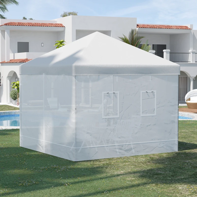 Outsunny Parete per Gazebo 3x3 in Nylon, Set 3 Pezzi Zanzariera con 6 Finestre e Porta con Cerniera, 300Lx195 cm