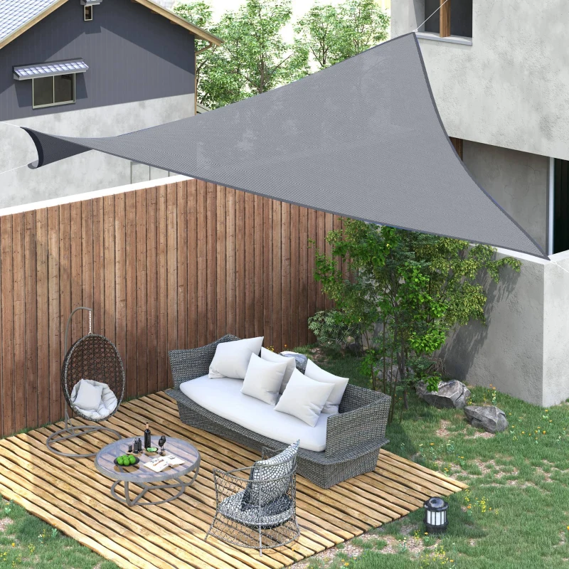 Outsunny Toldo de Terraza Rectangular 4x6 m de HDPE con Anillas de Acero Inoxidable y Cuerdas para Jardín Patio Gris