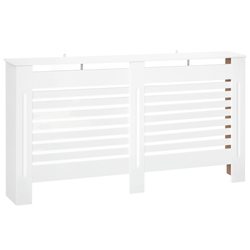 HOMCOM Masca pentru calorifer cu lamele și raft pentru depozitare, din lemn, 172x19x81 cm, Alb