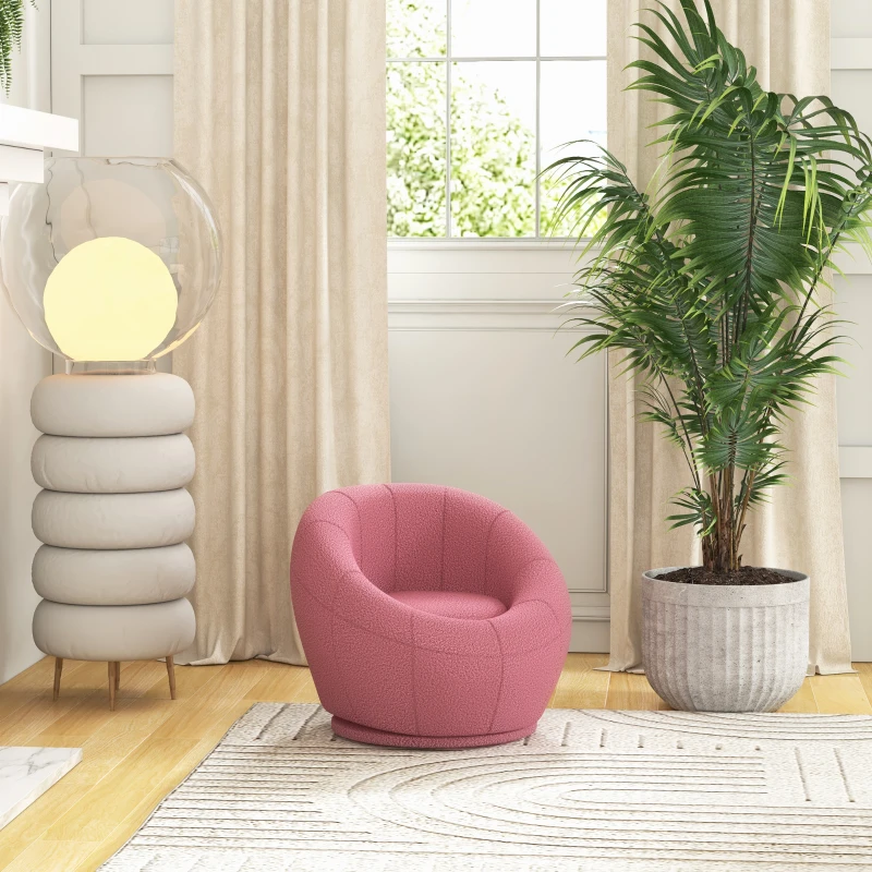 HOMCOM Fotoliu mini modern din pluș cu tapițerie groasă, 60x56x48cm, roz