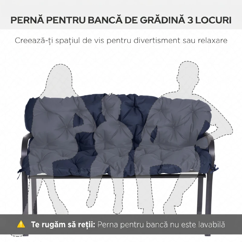 Outsunny Pernă de Grădină în Stil Capitonat cu 6 Șnururi, din Bumbac și Poliester, 150x98x8 cm, Albastru Închis