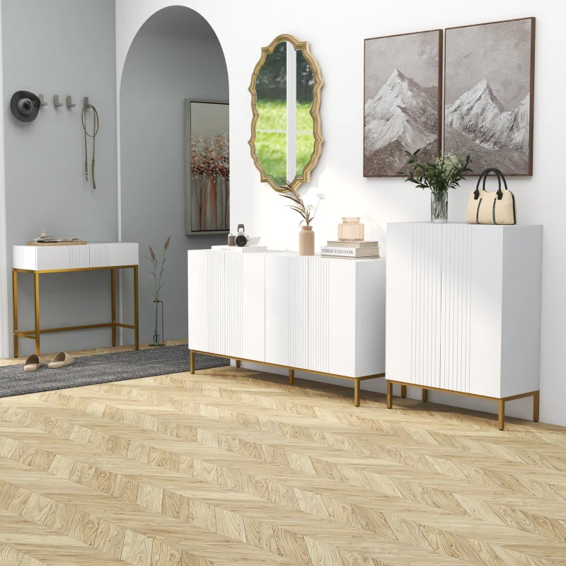 HOMCOM Sapateira de 5 Níveis com Portas e Prateleiras Ajustáveis para 15-20 Pares 72x31,5x95 cm Branco