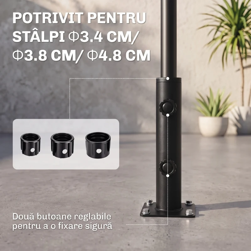 Outsunny Suport pentru Umbrelă de Terasă, Bază pentru Umbrelă pentru Patio, Ponton, Grădină și Curte, Negru
