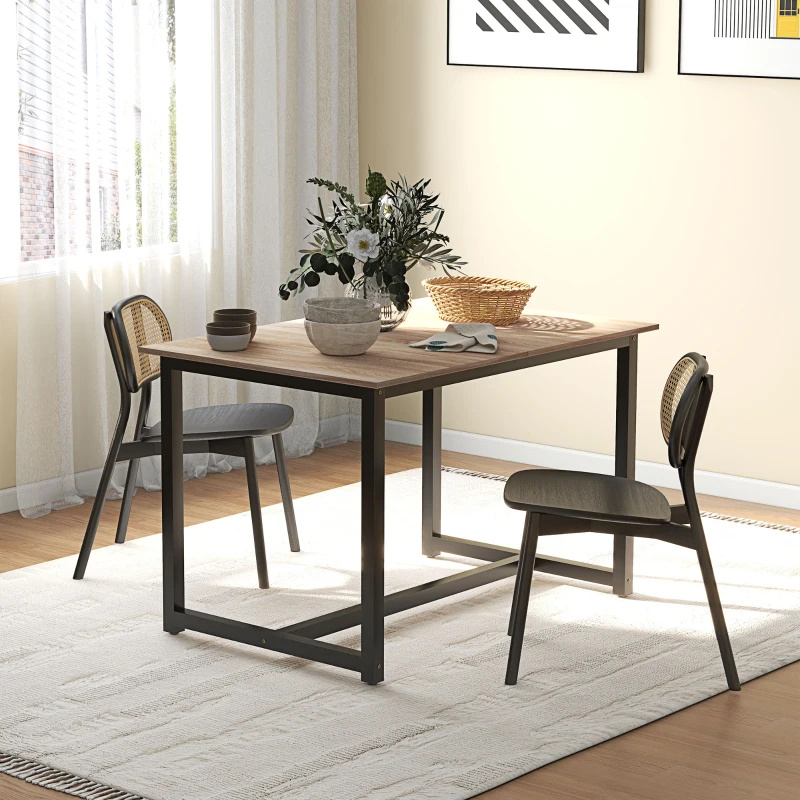 HOMCOM Masă de Dining Extensibilă pentru 4-6 Persoane Stil Industrial din Lemn și Oțel, 120-160x80x75.5 cm
