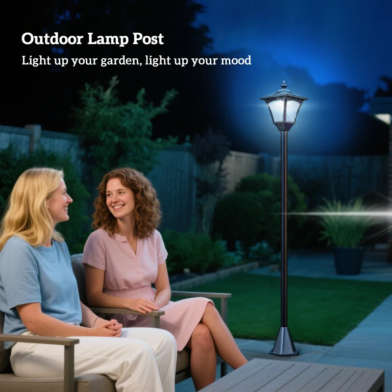 Outsunny Lampada da Giardino a LED a Energia Solare Impermeabile IP44, 15x15x177 cm, Nero